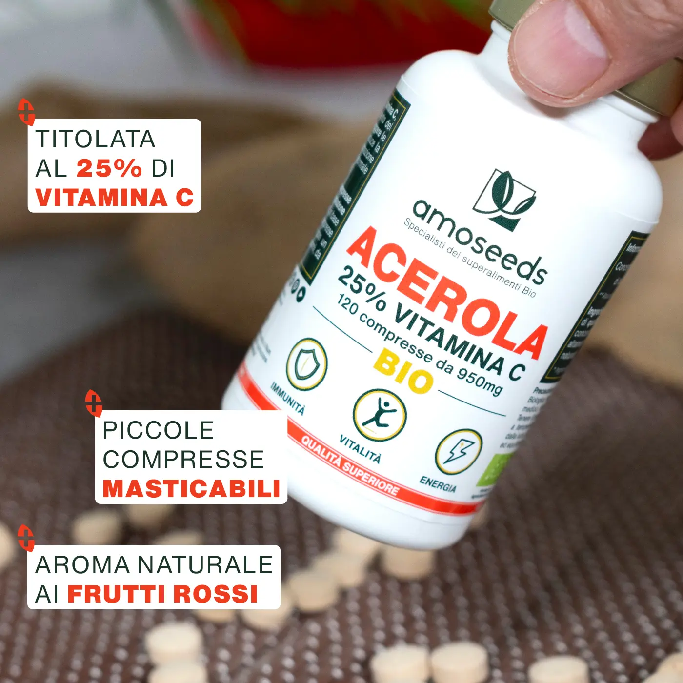 Acerola Bio, 25% Vitamina C | 120 compresse - Image 3
