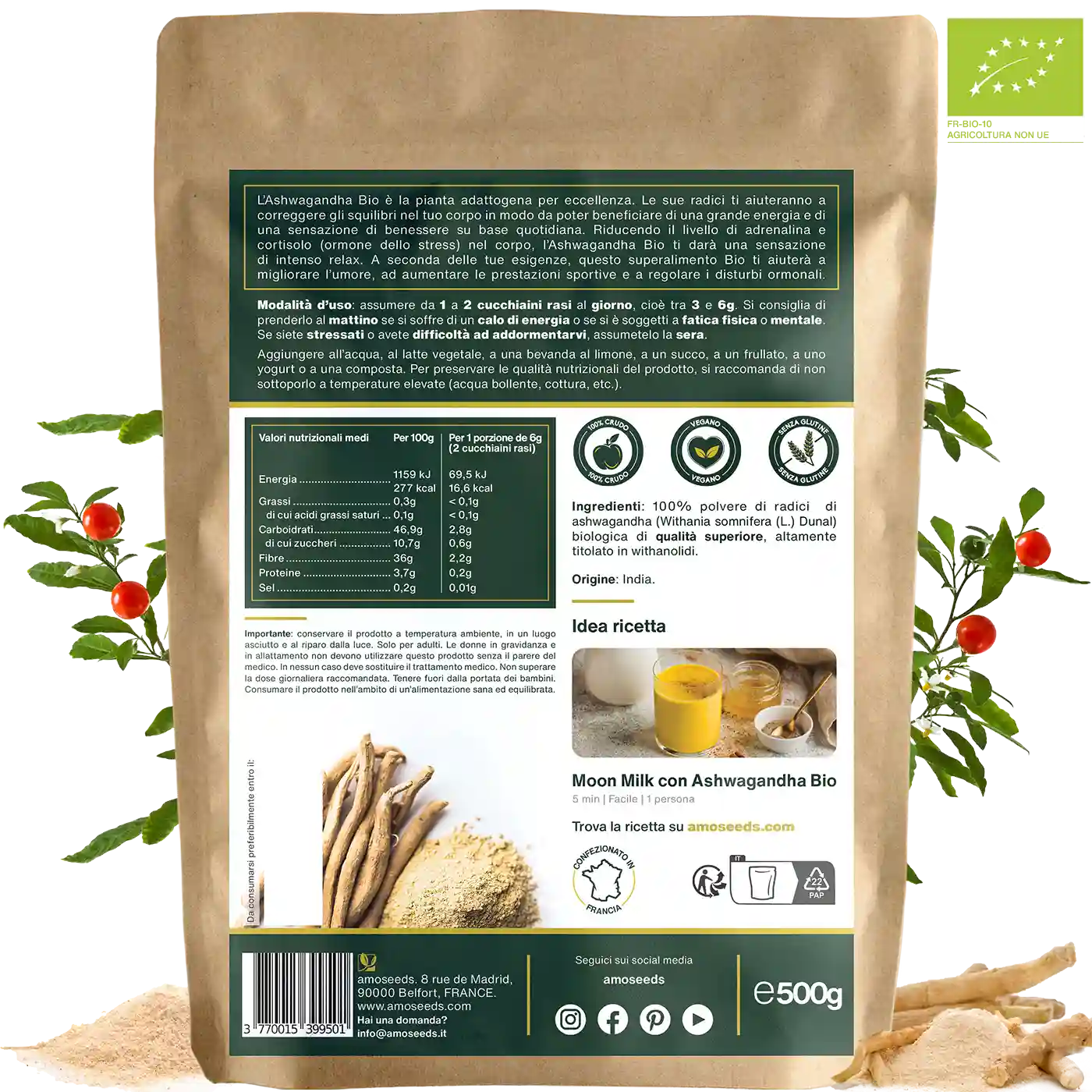 Ashwagandha in Polvere Bio 500G - Image 5