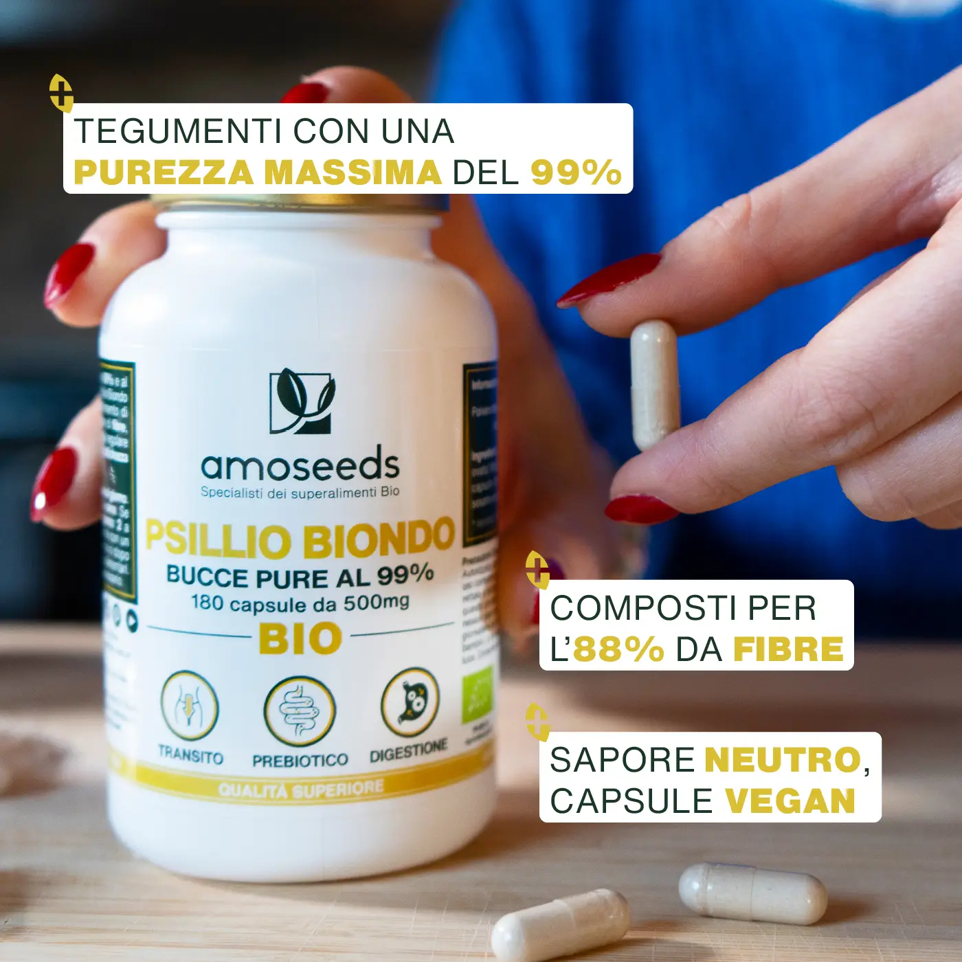 Psillio Biondo Bio - Bucce pure al 99% | 180 capsule - Image 3