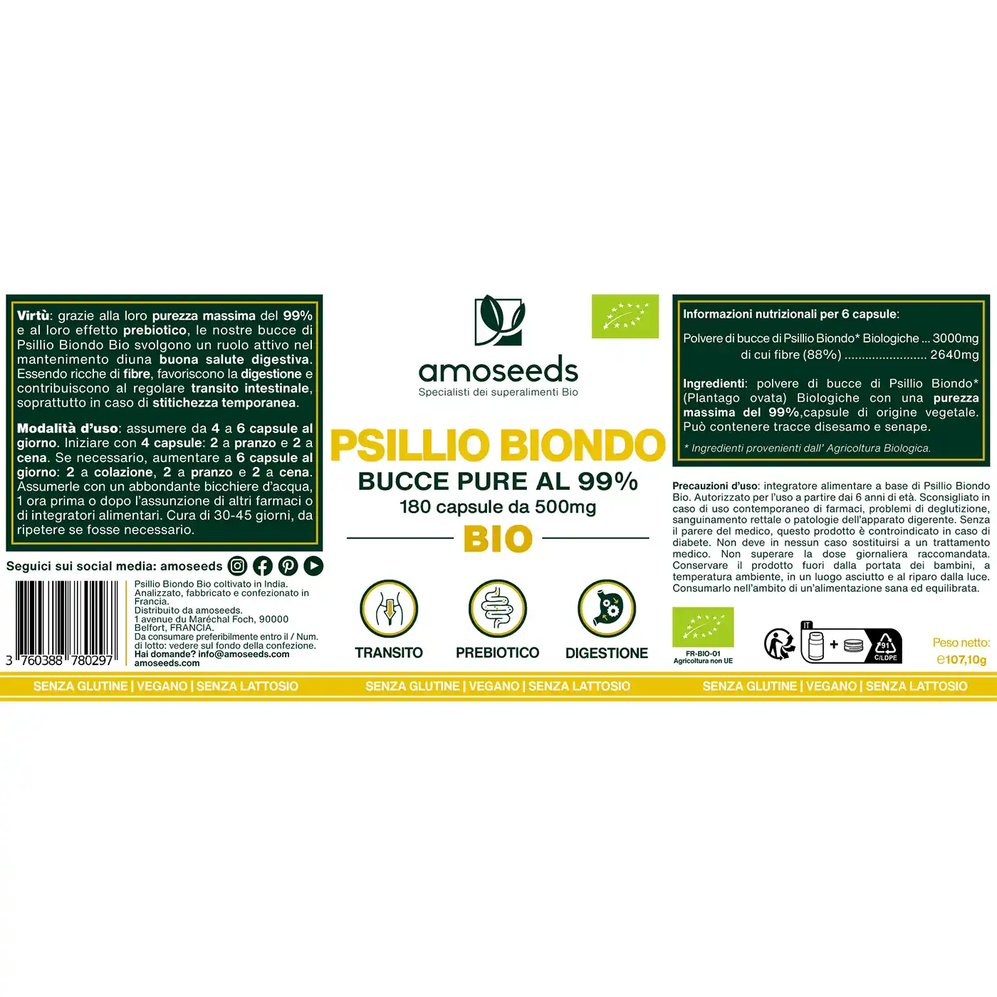 Psillio Biondo Bio - Bucce pure al 99% | 180 capsule - Image 6