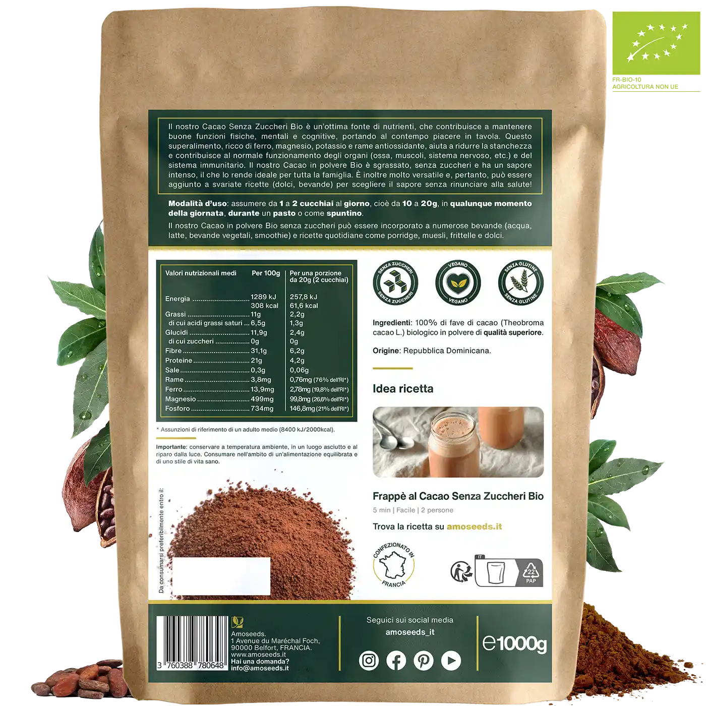 Cacao Senza Zuccheri in polvere Bio 1KG - Image 5