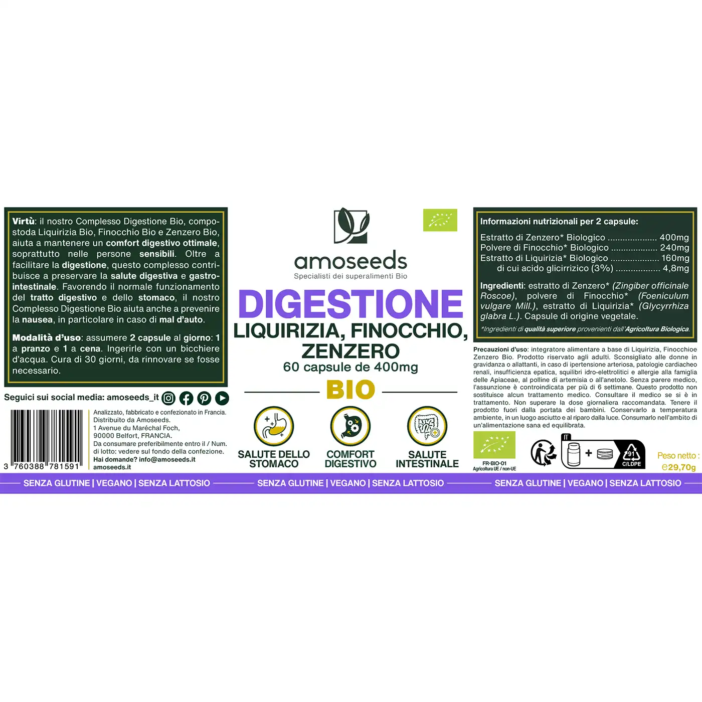 Complesso Digestione Bio, Liquirizia, Finocchio, Zenzero | 60 capsule - Image 5