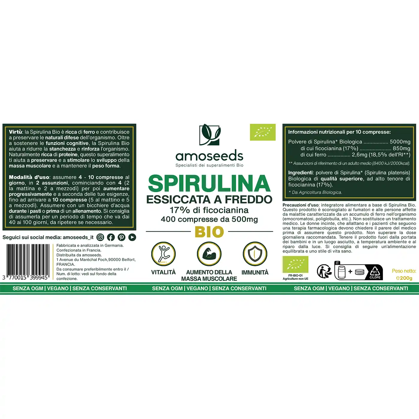 Spirulina Bio, 17% ficocianina | 400 compresse - Image 6